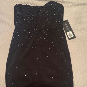 White Fox Boutique Black Strapless Dress with Sparkle